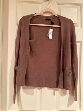 J. Crew Lightweight Open-Front Cardigan in Mauve Brown